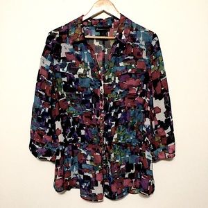 LANE BRYANT Multi Color Semi Sheer Blouse sz 14